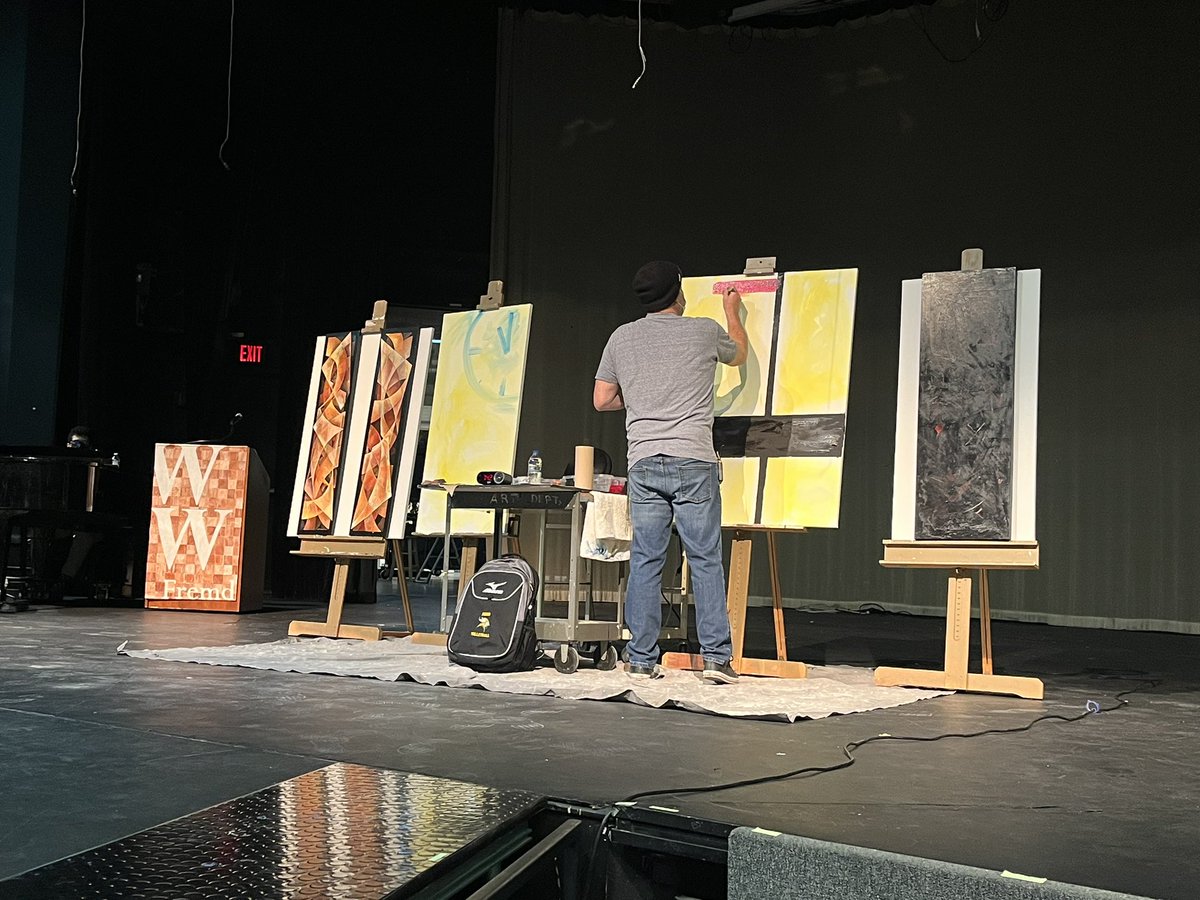 Art teacher Mr. Pinley fuses painting and storytelling for our first-period students. We are so lucky to bear witness to this creativity! #ww28 #fhsspirit <a href="/FremdVikings/">Fremd High School</a>