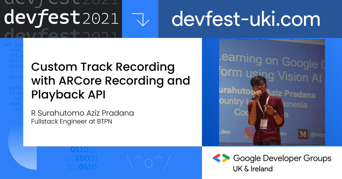 📺Watch R Surahutomo Aziz Pradaxa's talk “Custom Track Recording with ARCore Recording and Playback API” and catch up on all the talks here bit.ly/devpartyYouTube #devfestuki #ai #ml #cloud #devops #webdevelopment #mobile #android #diversity #inclusion #womenintech