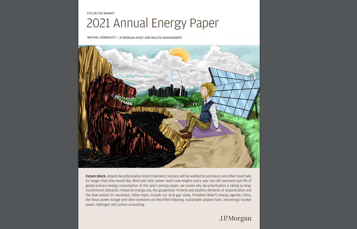“We recommend that investors stick with oil &amp; gas for now” according to <a href="/jpmorgan/">J.P. Morgan</a>'s 2021 Energy Paper. 

In the words of a friend, 'this is old power vs new'.

See the sharp critique from <a href="/ClubOfRome/">The Club of Rome</a> 
#ClimateActionNow #ClimateCrisis 
clubofrome.org/blog-post/ahme…
h/t <a href="/PressRestore/">Adam Lusby</a>