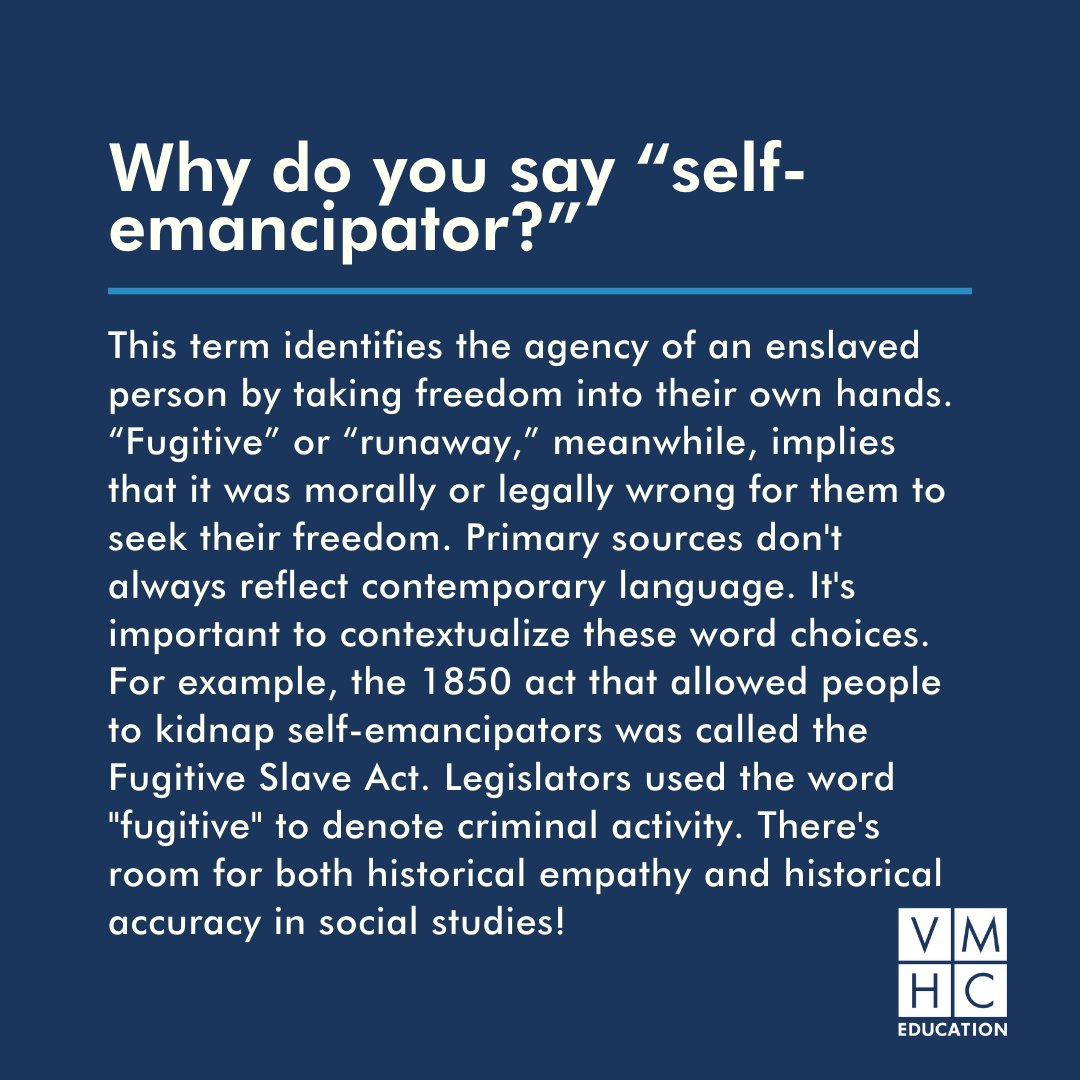 Word choice matters! Check out why we say 'self-emancipator' instead of 'fugitive' here: #BlackHistoryMonth #BHM
