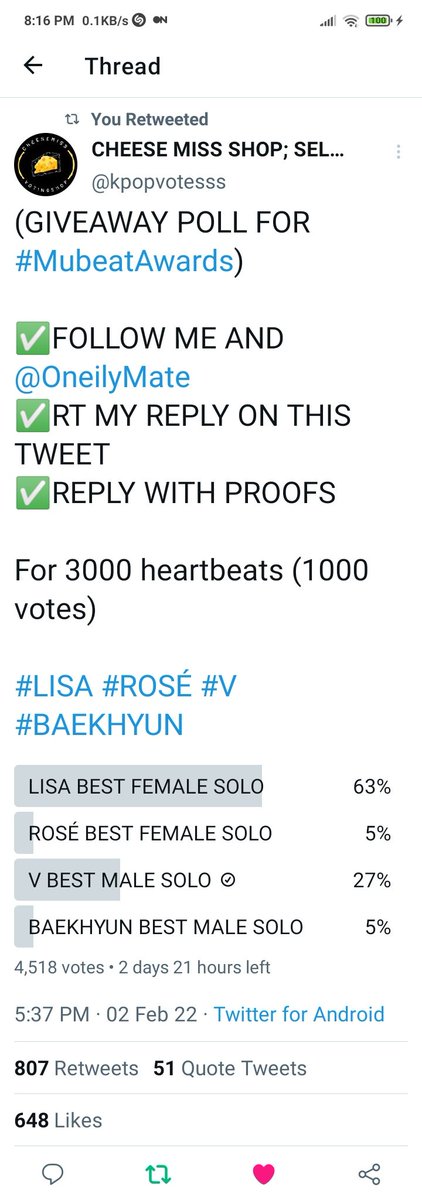 TaeHyung1422000's tweet photo. @kpopvotesss @OneilyMate I vote #V of #BTS for #BestMaleSolo https://t.co/aJNKdIE1Rj