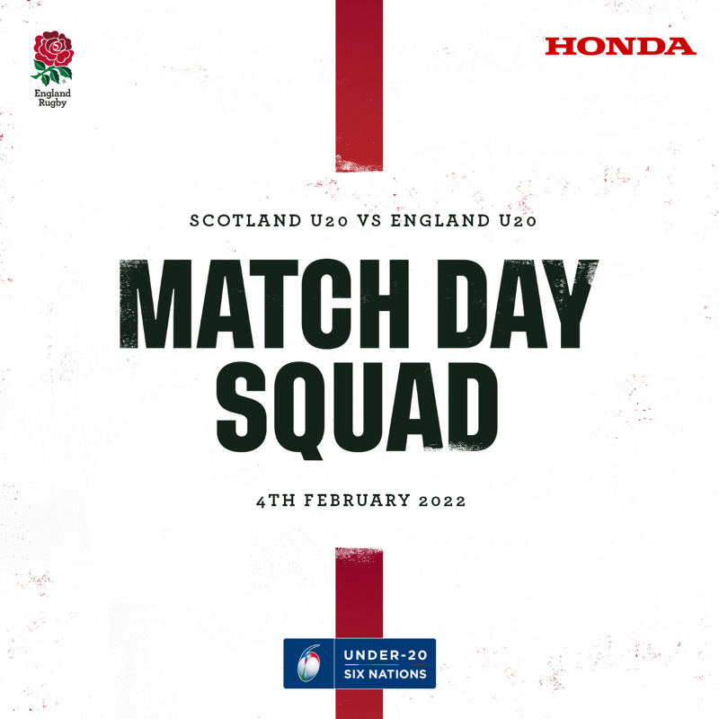 EnglandRugby's tweet photo. England U20 coach Alan Dickens has named his squad to face Scotland 🌹

Tune into @bbciplayer to watch the game on Friday 4th February at 8pm 📺