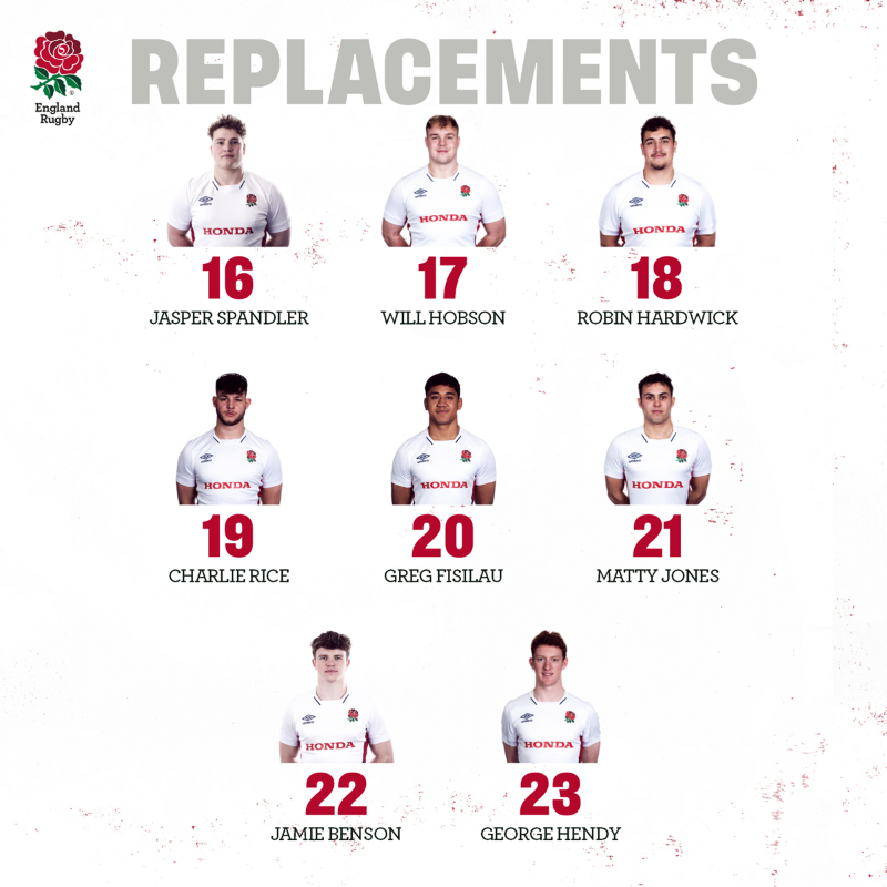EnglandRugby's tweet photo. England U20 coach Alan Dickens has named his squad to face Scotland 🌹

Tune into @bbciplayer to watch the game on Friday 4th February at 8pm 📺