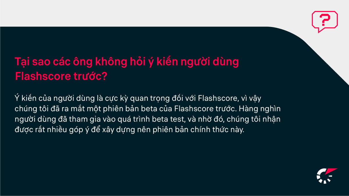 FlashscoreVN's tweet photo. Bạn có câu hỏi hay phản hồi về giao diện mới của Flashscore? Hãy cho chúng tôi biết! https://t.co/pogoQoeqNI