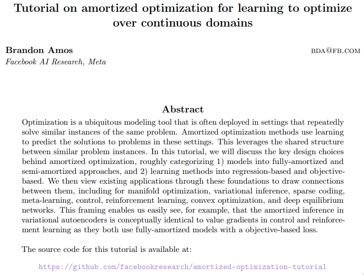 brandondamos's tweet photo. I just posted a new tutorial on amortized optimization! It covers foundations for learning to optimize and how they are key ingredients for VAEs, RL, meta-learning, and sparse coding with budding applications in DEQs, convex optimization, and beyond

https://t.co/cwvUcyfGJL

🧵 https://t.co/iuNJtCgfr5