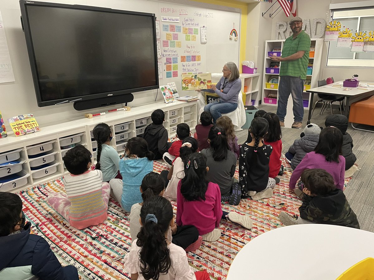 mrsjones_CRE's tweet photo. World Read Aloud day with @CreLibrarian 🤩 she even brought @joshfunkbooks along and some fun book marks too! #WorldReadAloudDay https://t.co/czS8ewDFG9