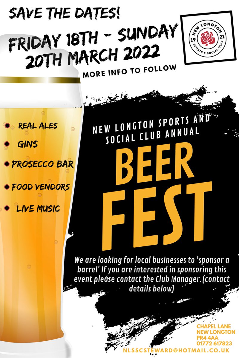 NewLongtonSSC's tweet photo. 🧐**Food vendors*
We looking for food vendors for our Beer Festival in March, we are hoping to keep these vendors as local as possible, we like to support local if we can😊 
Please tag or re tweet any recommendations or send me a message! 
#supportlocal #beerfest https://t.co/5XEu2gNxpy
