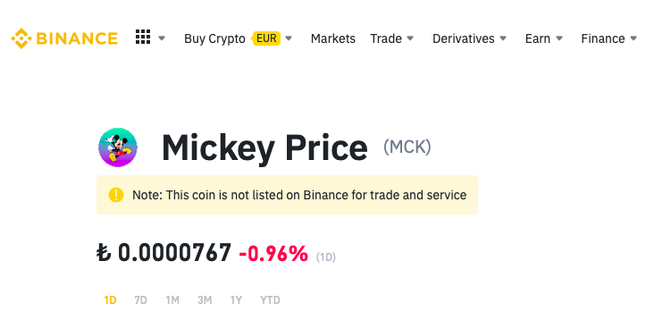 #Listed and #LIVE on #Binance 🚀🚀🚀
Our lovely #community will see many surprises soon
binance.com/en/price/mickey
#Solana #SolanaNFTs #GEM #Listing #newlisting #CoinGecko #Trending #CryptoNews #investors
