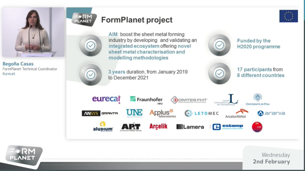 Formplanet_EU's tweet image. Begoña Casas, #FormPlanet technical coordinator from @Eurecat_news, is presenting some key success cases across the whole sheet metal forming value chain

Find out more 👉cutt.ly/case-studies