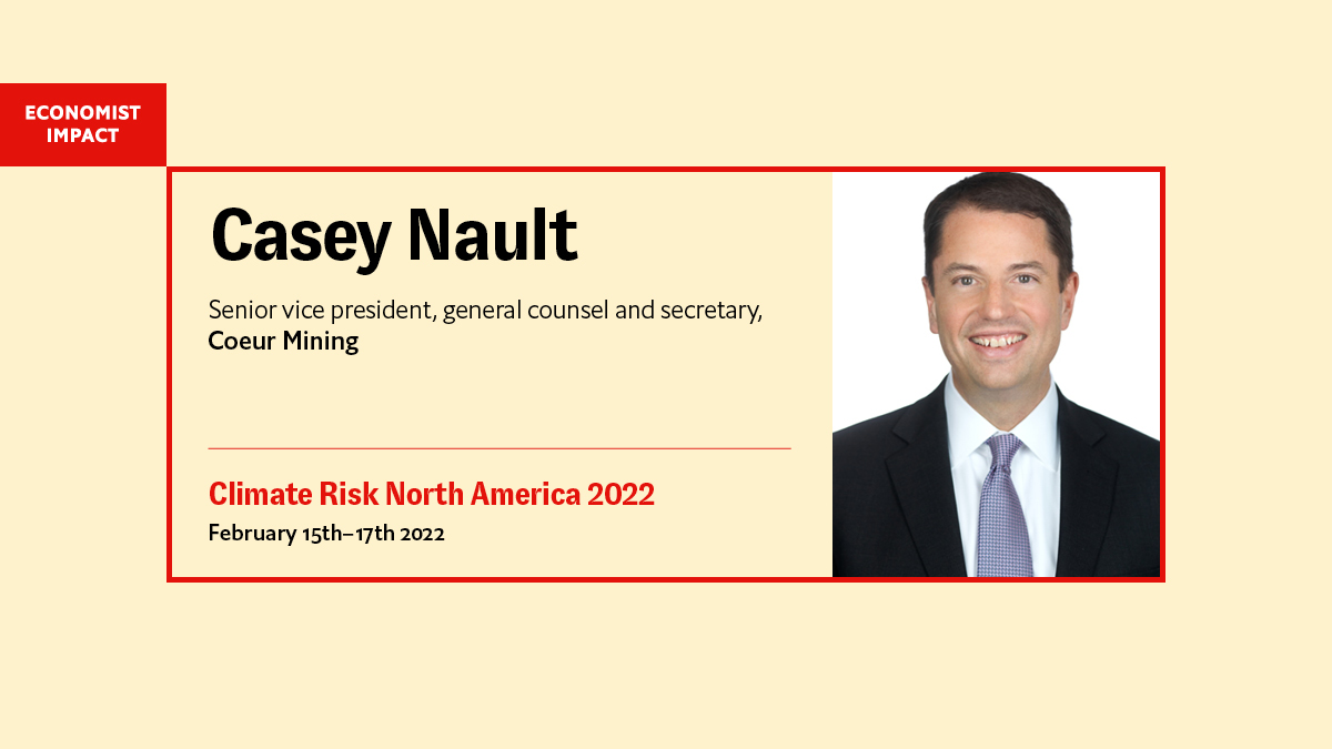 Coeur Mining (@coeurmining) on Twitter photo Casey Nault, Senior Vice President, General Counsel and Secretary will join other thought leaders, investors, policymakers and sustainability professionals  <a href="/EconomistEvents/">Economist Impact events</a> to discuss the impact that climate-related risks have on businesses and how Coeur Mining is responding. Casey Nault, Senior Vice President, General Counsel and Secretary will join other thought leaders, investors, policymakers and sustainability professionals  <a href="/EconomistEvents/">Economist Impact events</a> to discuss the impact that climate-related risks have on businesses and how Coeur Mining is responding.