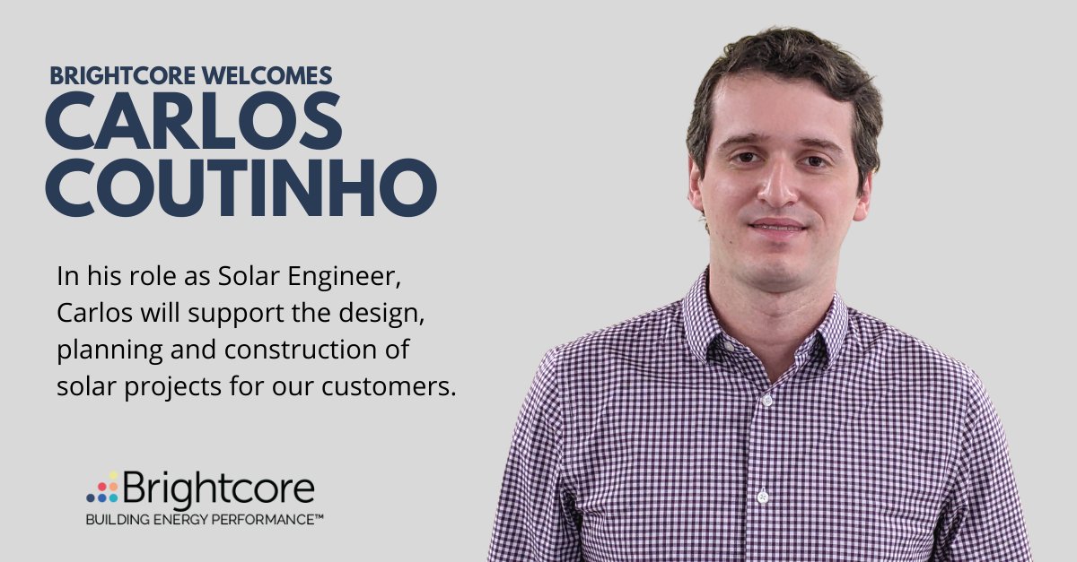 BCEnergy's tweet photo. Brightcore welcomes Carlos Coutinho to the team! In his role as Solar Engineer, Carlos will support the design, planning and construction of solar projects for our customers.
#OurTeam #Welcome #SustainabilityJobs #Sustainability #CleanEnergy #RenewableEnergy #Brightcore https://t.co/KfaFDjdntB
