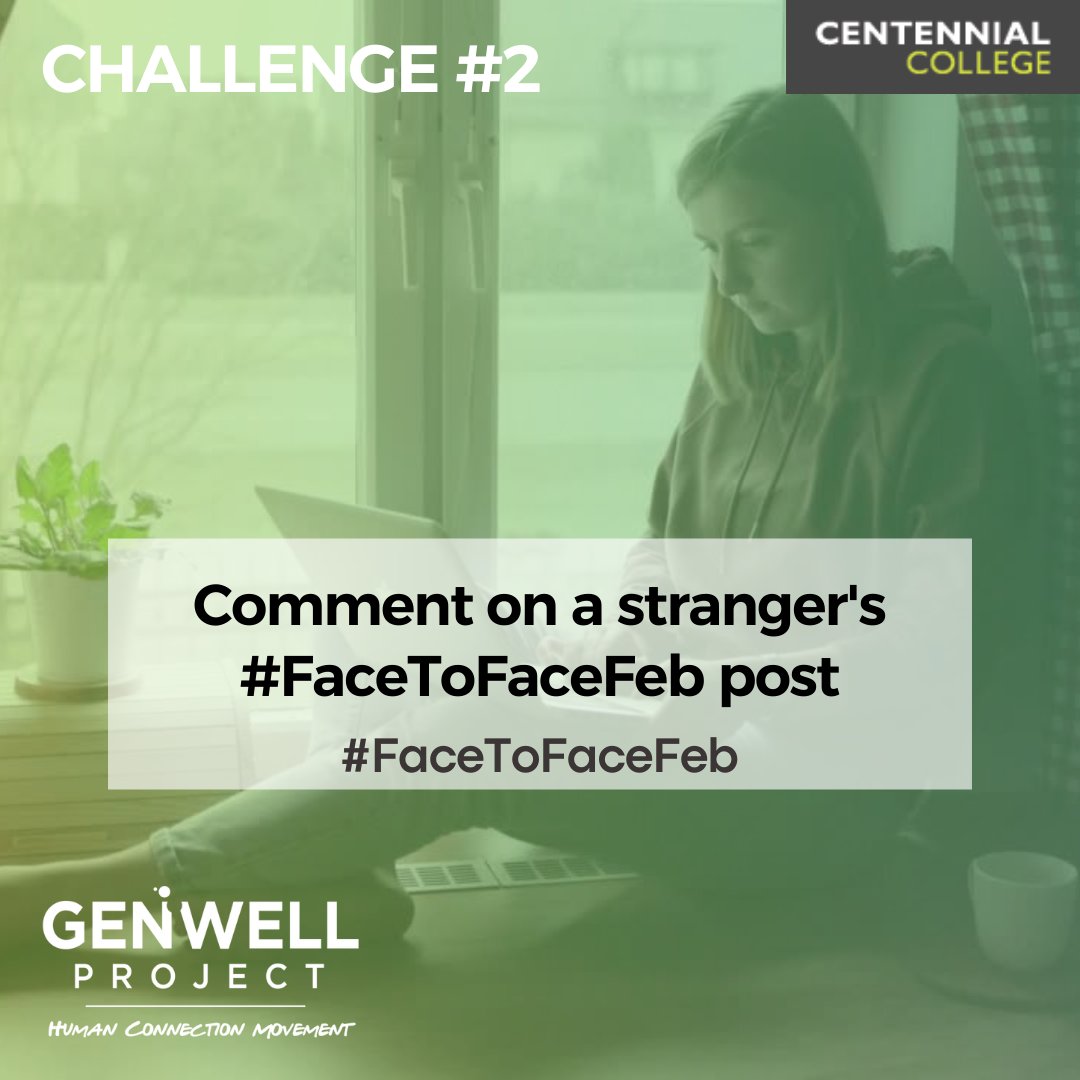 GenWellProject's tweet photo. Having a discussion on social media can lead to building friendships through the sharing of information and experiences. Today's #FaceToFaceFeb challenge is to make a positive comment on someone's post!

#genwellproject #humanconnection #socialhealth #wellbeing #inthistogether https://t.co/jge2S8cf8J