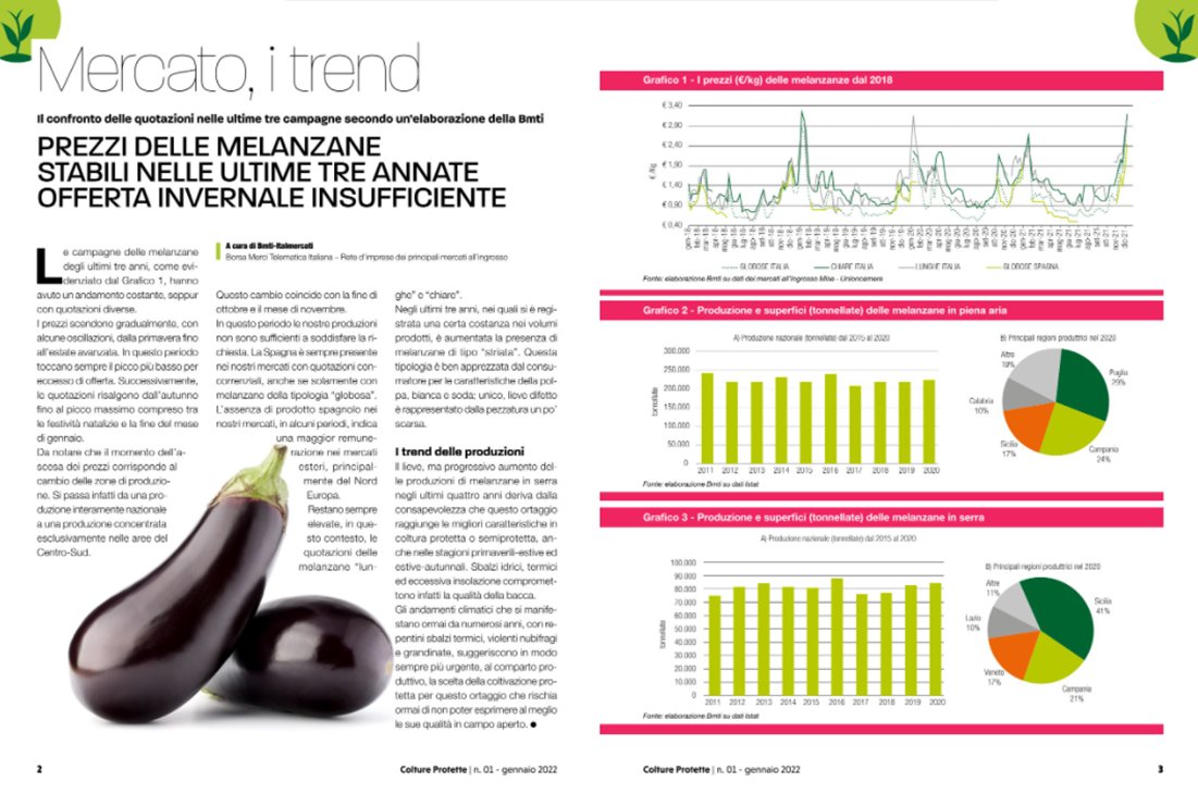 BMTI_IT's tweet photo. 📊🍆#Prezzi #Melanzane: il confronto delle quotazioni nelle ultime tre campagne delle melanzane, a pag. 2  su 🗞#ColtureProtette
[ Elaborazione #BMTI su dati dei mercati all’ingrosso Mise - @unioncamere ]
👉🏻 https://t.co/cftSKG0Jr6 https://t.co/zZ1k2GMyOL
