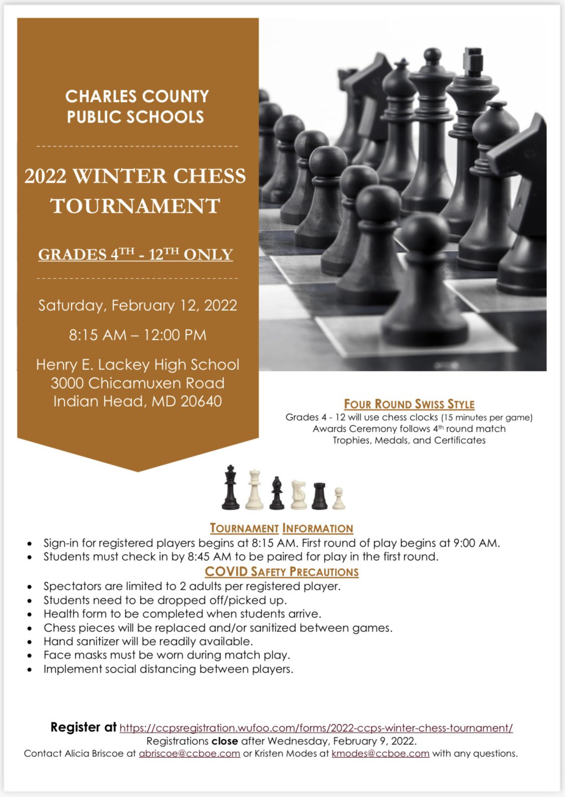 Students check out the CCPS winter chess tournament