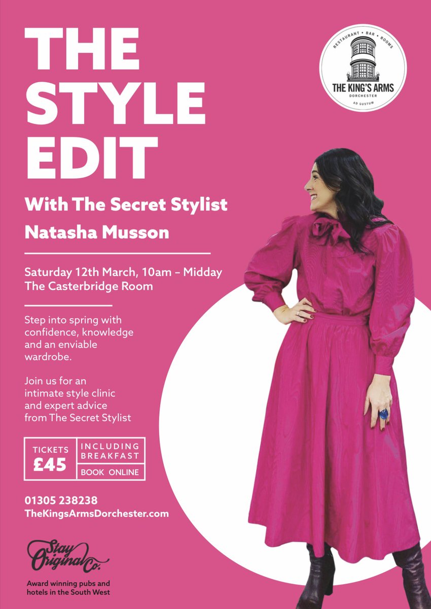 Everyone knows brunch is better with fashion advice.. join us &amp; <a href="/NatashaMusson/">Natasha Musson</a> on Saturday 12th March 💕 grab your tickets here thekingsarmsdorchester.com/events