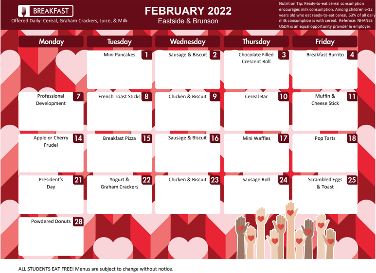 Eastside71671's tweet photo. February Menus: https://t.co/5h69HwUYaf