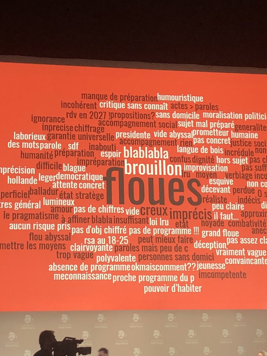 Le nuage de mots à l’issue de l’intervention de @ChTaubira devant la Fondation @Abbe_Pierre #REML2022 😬 quand c’est flou c’est qu’il y a un loup (ou plusieurs)