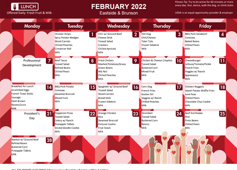Eastside71671's tweet photo. February Menus: https://t.co/5h69HwUYaf