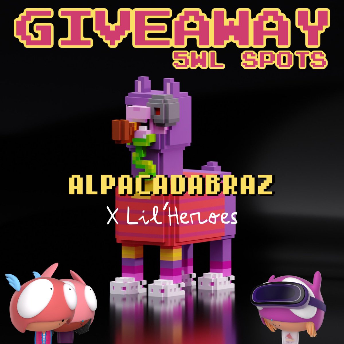 Lil' Heroes by Edgar Plans (@lilheroesnft) on Twitter photo We are happy to partner with our friends from <a href="/ALPACADABRAZ/">ALPACADABRAZ</a> to celebrate their 3D Alpaca launch on the 12.02!⚡️
At this honour, we are giving away 5 WL spots to our community:
To participate
1. Like & RT this post
2. Follow <a href="/ALPACADABRAZ/">ALPACADABRAZ</a> & <a href="/LilHeroesNFT/">Lil' Heroes by Edgar Plans</a>
3. Tag 2 friends
24H⚡️ We are happy to partner with our friends from <a href="/ALPACADABRAZ/">ALPACADABRAZ</a> to celebrate their 3D Alpaca launch on the 12.02!⚡️
At this honour, we are giving away 5 WL spots to our community:
To participate
1. Like & RT this post
2. Follow <a href="/ALPACADABRAZ/">ALPACADABRAZ</a> & <a href="/LilHeroesNFT/">Lil' Heroes by Edgar Plans</a>
3. Tag 2 friends
24H⚡️
