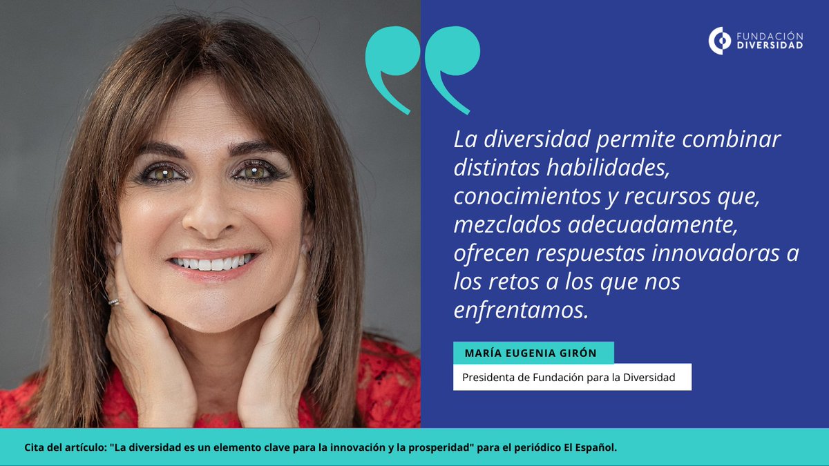🗞️Hoy se ha publicado en <a href="/elespanolcom/">EL ESPAÑOL</a> una columna escrita por nuestra presidenta, <a href="/MARIAGIRON/">MARIA EUGENIA GIRON</a>. Hablando sobre la importancia de la #diversidad como elemento clave para la #innovación y la prosperidad.

ℹ️ Accede al artículo completo en <a href="/enclaveods_ee/">Enclave ODS</a>: elespanol.com/enclave-ods/op…