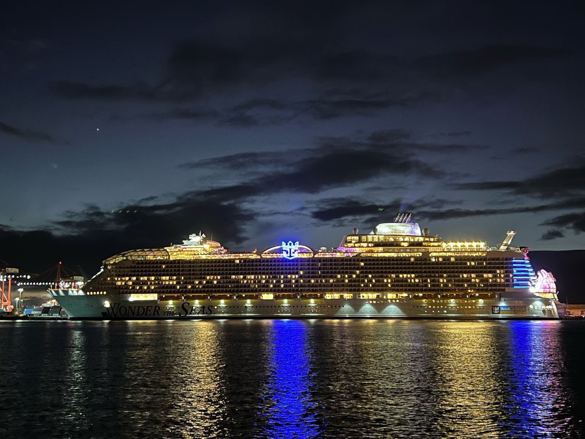 JamesVanFleet's tweet photo. Our newest Lady, @RoyalCaribbean #WonderoftheSeas in #Limasol, #Cyprus looking sharp! Can’t wait to check her out soon! Pics from Terminal Supervisor Katerina Constantinou https://t.co/zvTrrQBcuV