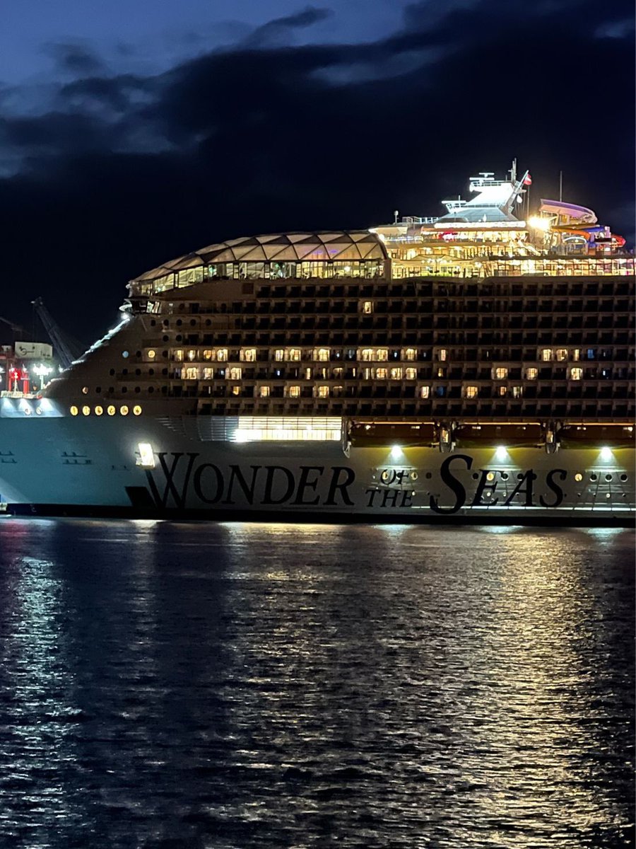 JamesVanFleet's tweet photo. Our newest Lady, @RoyalCaribbean #WonderoftheSeas in #Limasol, #Cyprus looking sharp! Can’t wait to check her out soon! Pics from Terminal Supervisor Katerina Constantinou https://t.co/zvTrrQBcuV