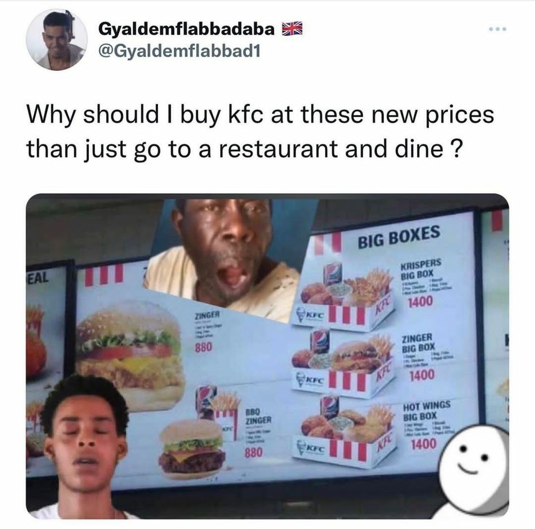 Khadz_Mckie's tweet photo. Good God of zion... Me affi go start put on frack and spikes go buy KFC it's no longer a "MI FEEL FI SOME KFC" again, now it is a "BABY LETS GO ON A DATE"....
Rock of ages! A tyad a the increase๐ฉ๐ฉ๐ฉ๐ฉ๐ฉ
#MixParts #Oil #Maggi #Flour #Egg #Pepper #DutchPot #Gas https://t.co/vGVF11BRrk