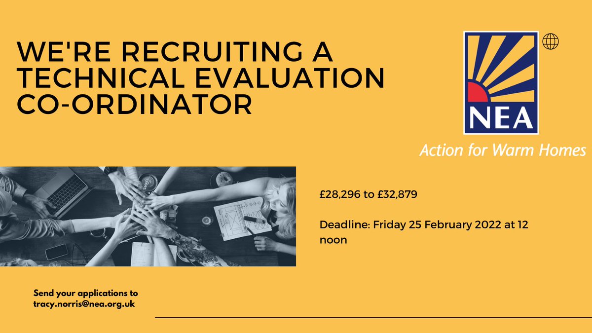 NEA_UKCharity's tweet photo. We're recruiting a Technical Evaluation Co-ordinator!
Find out more about the role and apply here: https://t.co/ae0SbBSSVN
#CharityJobs #TechnicalEvaluation #Recruiting https://t.co/T1y4IU30lE