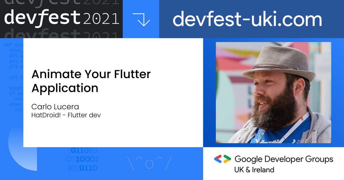 📺Watch @hat_droid ‘s talk “Animate Your Flutter Application” and catch up on all the talks here bit.ly/devpartyYouTube #devfestuki #ai #ml #cloud #devops #webdevelopment #mobile #android #diversity #inclusion #womenintech