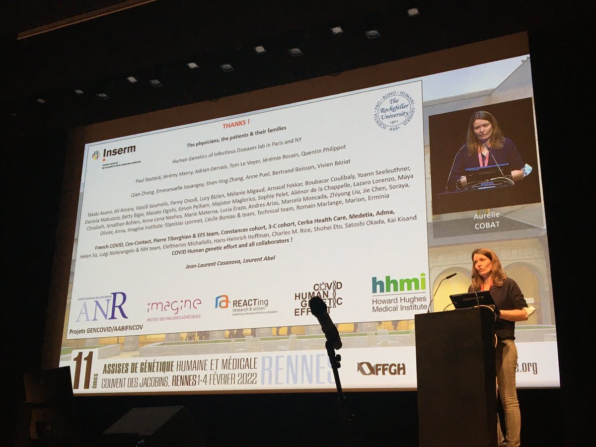 Bravo Aurélie Cobat ⁦<a href="/casanova_lab/">Casanova Lab</a>⁩ ⁦<a href="/InstitutImagine/">Institut Imagine</a>⁩ Conférence plénière aux Assises Francophones de Génétique, à Rennes, devant 1700 personnes, sur la génétique et l’immunologie des infections graves à Sars-Cov2