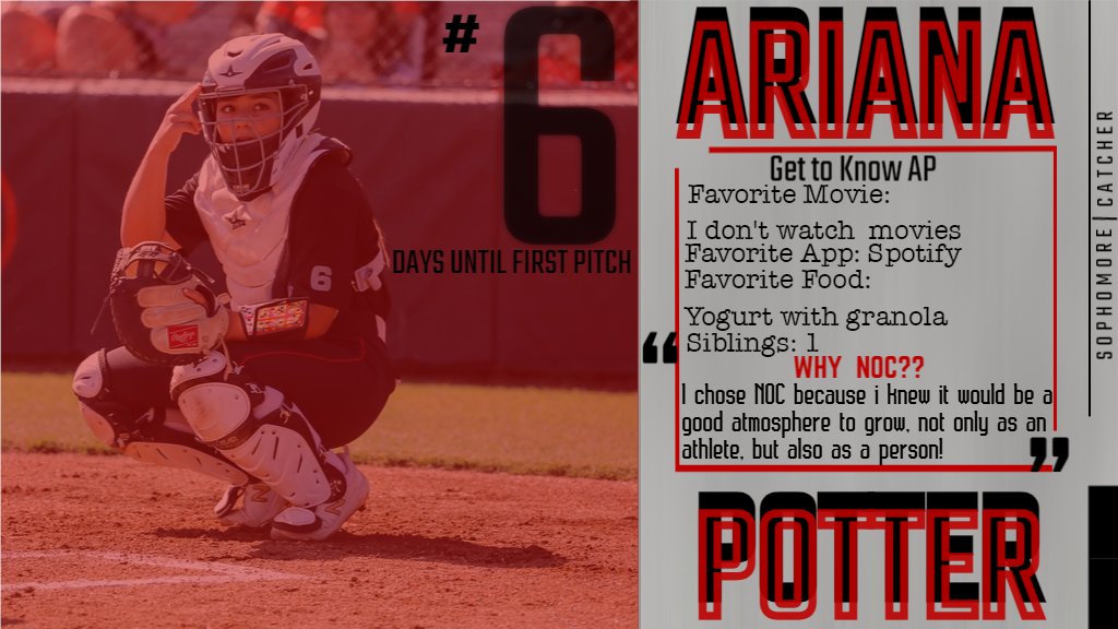 NOCEnidSB's tweet photo. The snow won't stop us from our countdown to game day! Let's meet sophomore catcher @arianampotter https://t.co/Ni7QBHHvSs