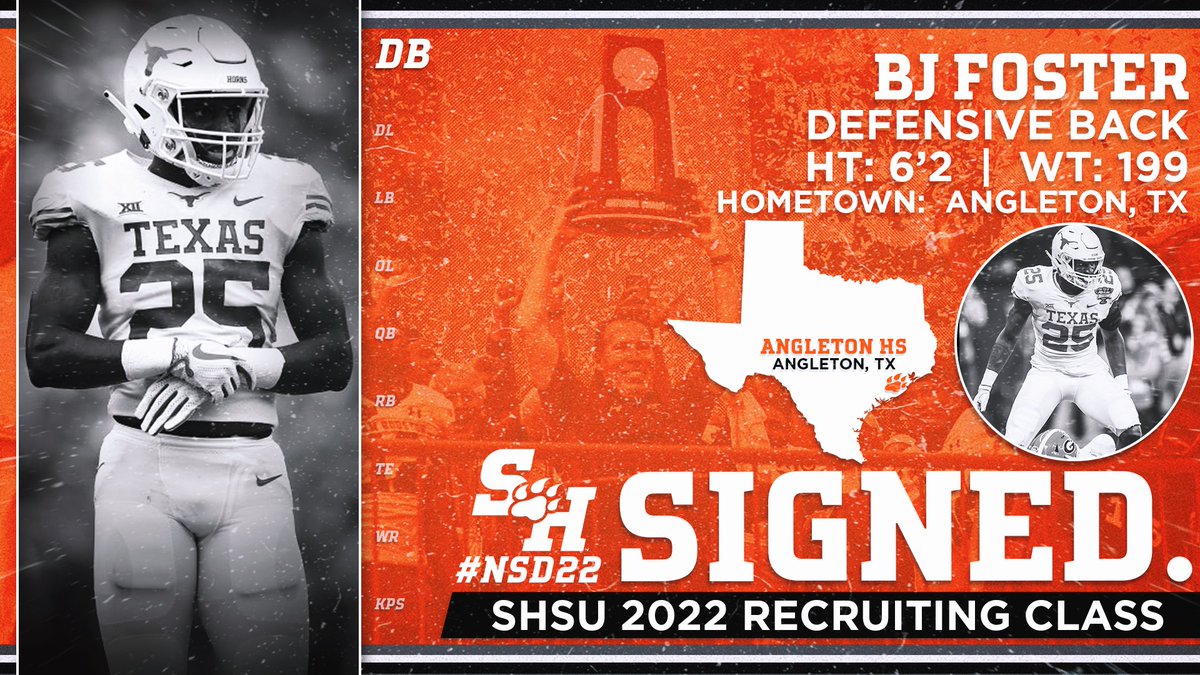 BearkatsFB's tweet photo. IT’S OFFICIAL! Welcome BJ Foster (@bjfoster25) to the Bearkat Family! 

#EatEmUpKats  |  #KATS22  |  #NSD22 https://t.co/rrgsXss9WL