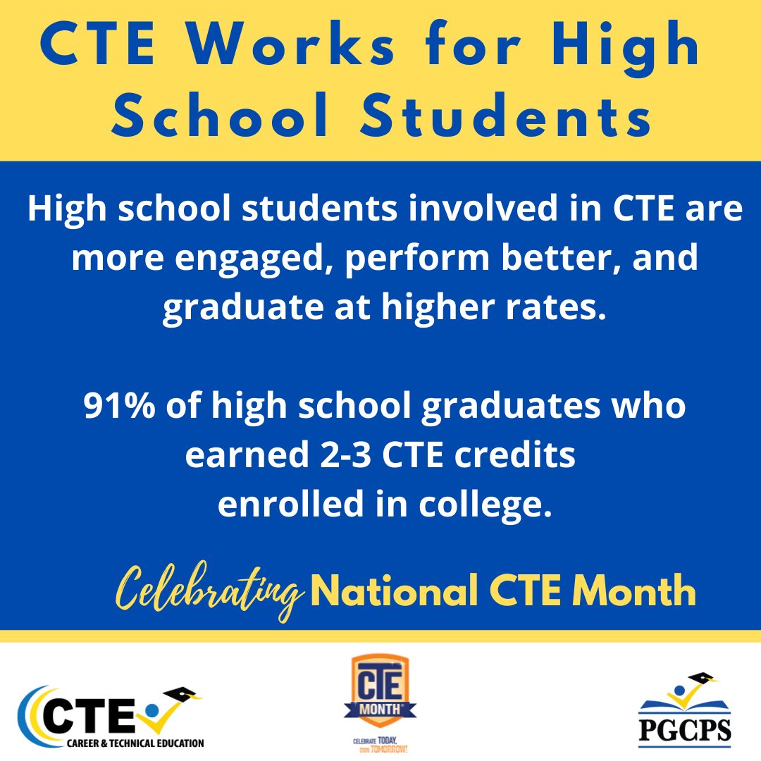 #CTE WORKS FOR HIGH SCHOOL STUDENTS!!!!
.
Celebrating #CTEMONTH
<a href="/pgcps/">PGCPS</a> #pgcpscte #learningthatworks #cteworks