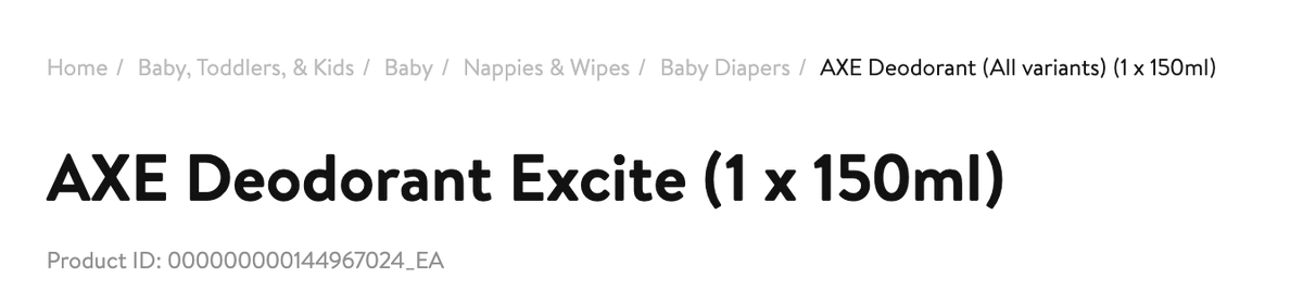 shady_joe's tweet photo. @Makro_SA Please can you explain the logic of hiding Deoderants under Baby Wipes Category on your shop???? Been trying to find products and discovered someone put a whole ton of them in this wrong categories!!! https://t.co/QQDPi9QPzU