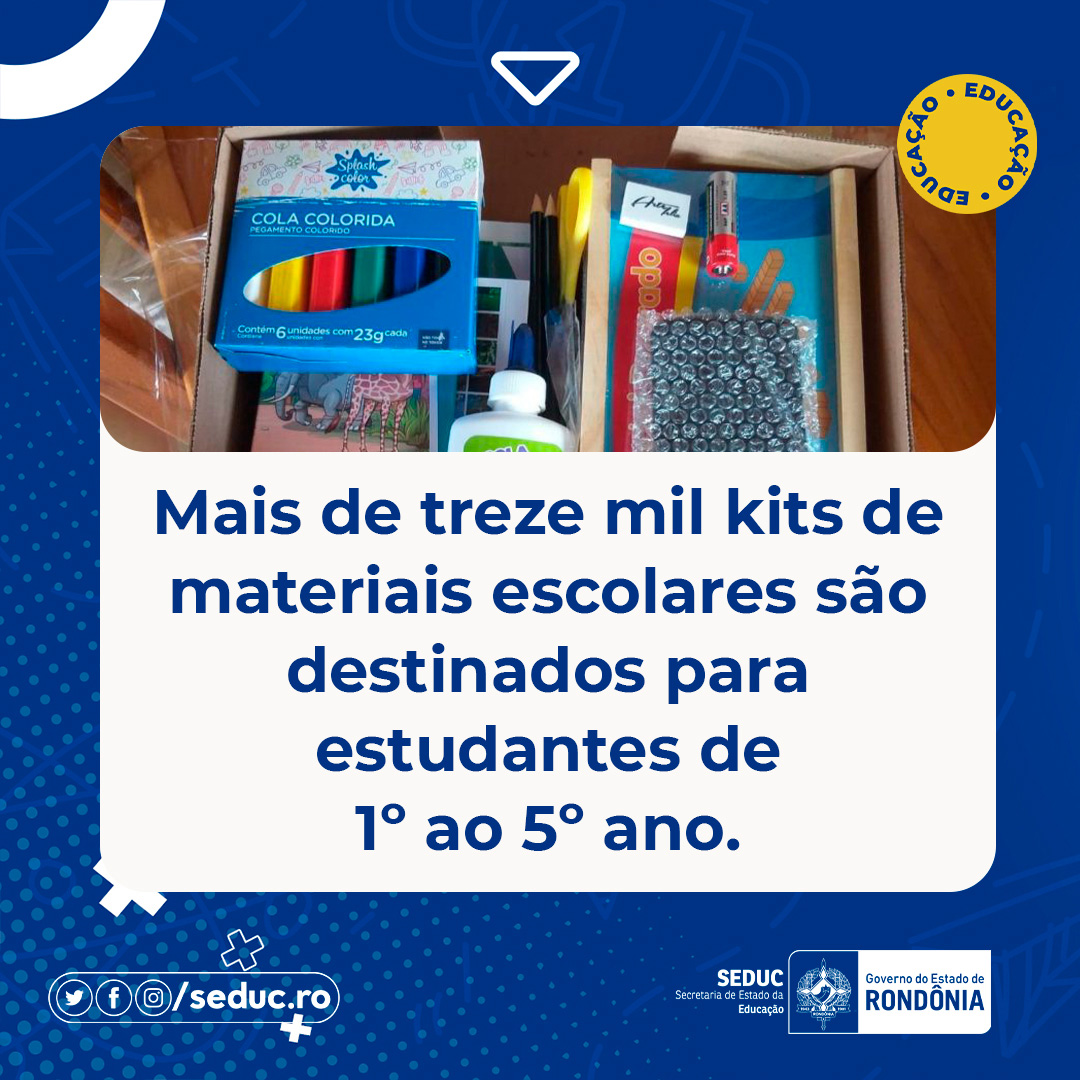 seducro's tweet photo. O Governo de Rondônia, adquiriu 13.286 kits de materiais escolares, que já estão sendo entregues em todas as Coordenadorias Regionais de Educação do Estado. Saiba mais: https://t.co/yIlmJGf0j9 https://t.co/o0PVvTgXxZ