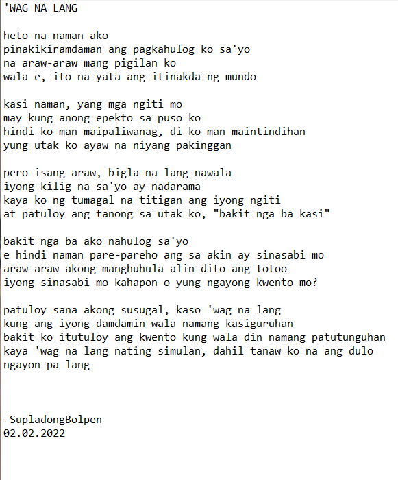 'WAG NA LANG
by SupladongBolpen

requested by @lenm_ms