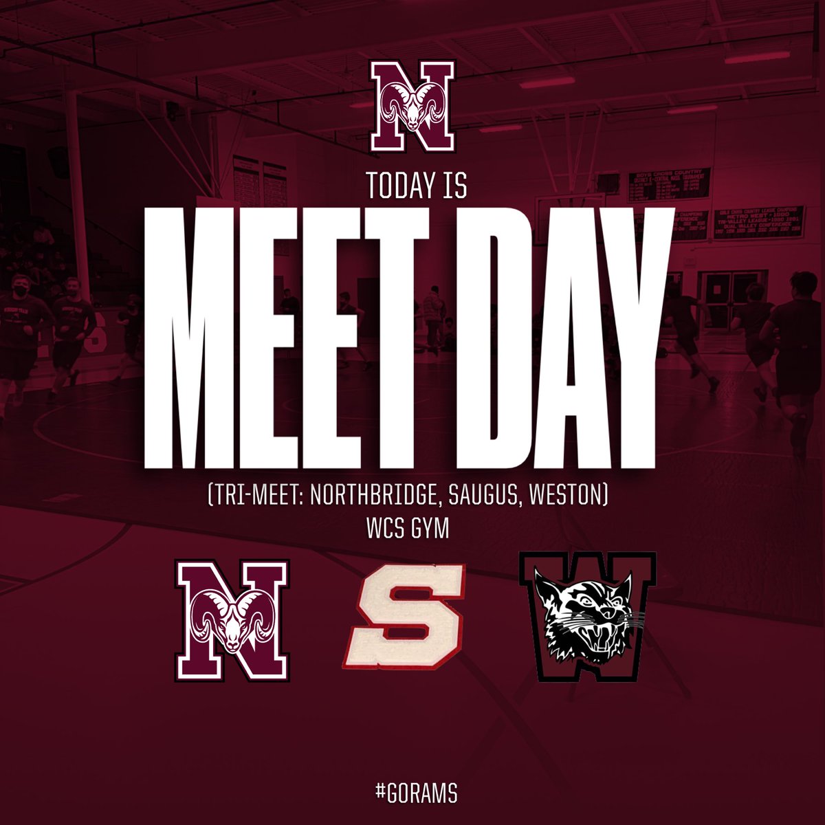 It’s MEET-DAY and SENIOR NIGHT!

<a href="/RamsWrestling1/">NorthbridgeWrestlingBoosters</a> hosts <a href="/SaugusSachemsAD/">Saugus Athletics</a> and <a href="/WestonAthletic/">Weston Athletics</a> tonight!

⏰ 6pm
📍 WCS (Lower Gym)