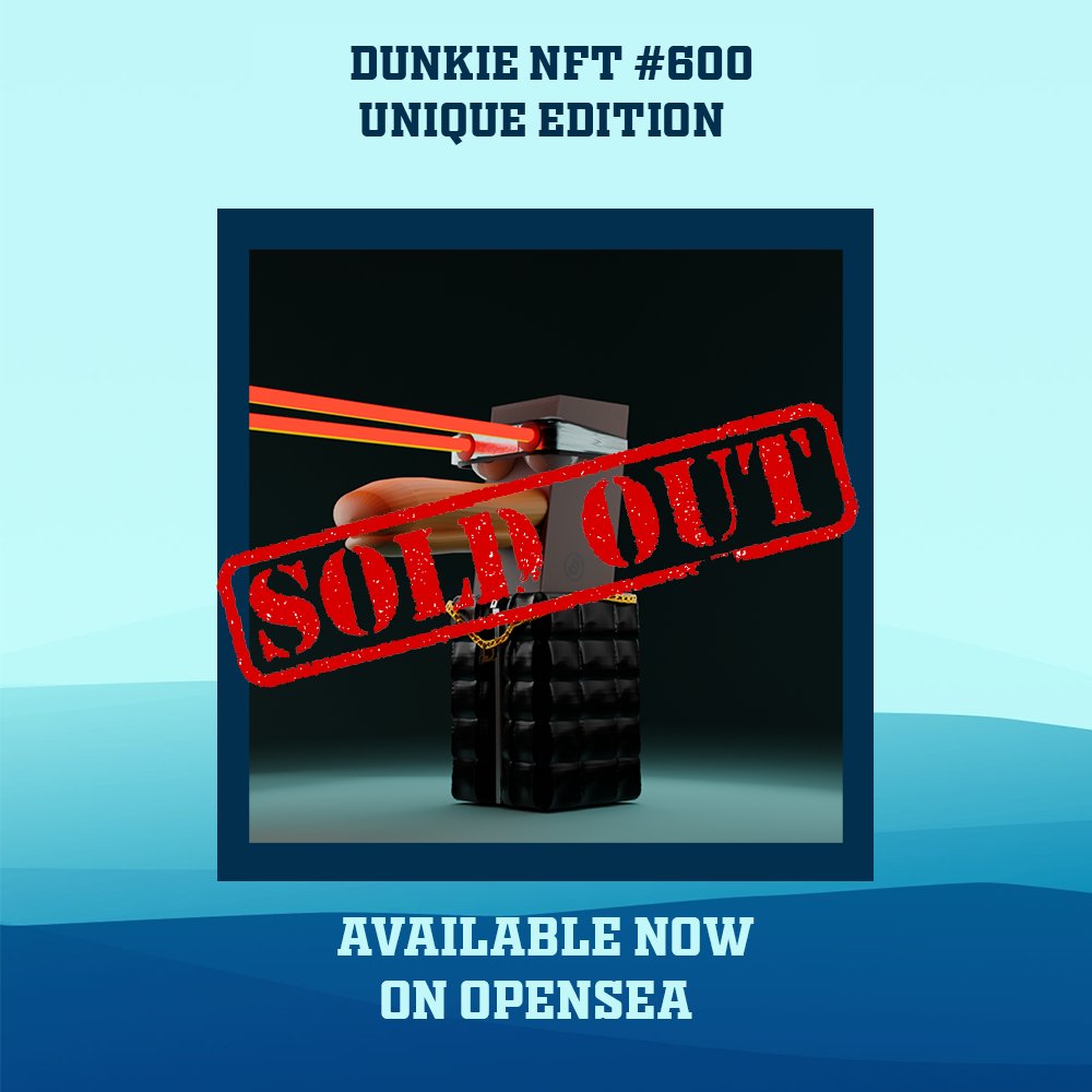 🚨Sold NFT🚨
Dunkie#600
The DunkieNFT found a home !🙌😍🦆

Thankyou for your support! 😊

Sold for 0.005 eth! 🙌

Opensea link in bio⬇
opensea.io/collection/dun…

#nftart #NFTs #NFTCommmunity #NFTartist #NFTGiveaway $ETH #NFTCollection #nftcollectors