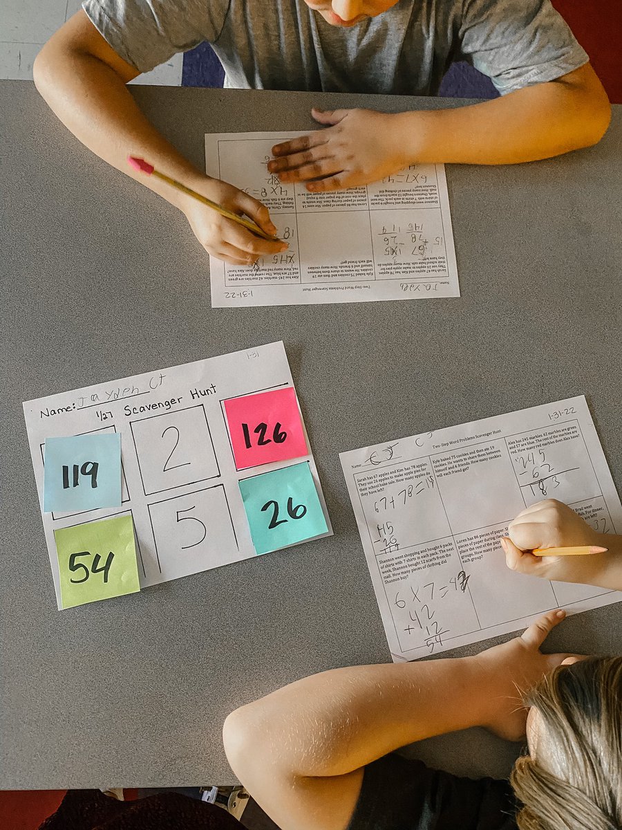 These #mathematicians used their strategies, showed their work, and were able to complete the 2-step word problem scavenger hunt!