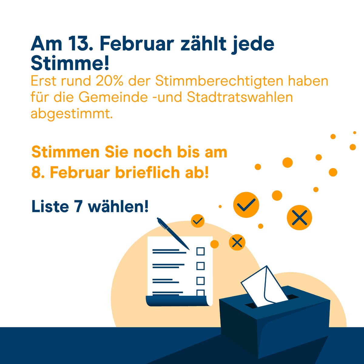 Mitte_StadtZH's tweet photo. 📨 Jede Stimme zählt! 📨
Erst 20% haben von ihrem Wahlrecht Gebrauch gemacht.

🔶Gemeinderat: Liste 7 wählen!
🟠Stadtrat: Josef Widler für durchdachte Lösungen anstatt blindem Aktionismus! https://t.co/YLIipmgQF3