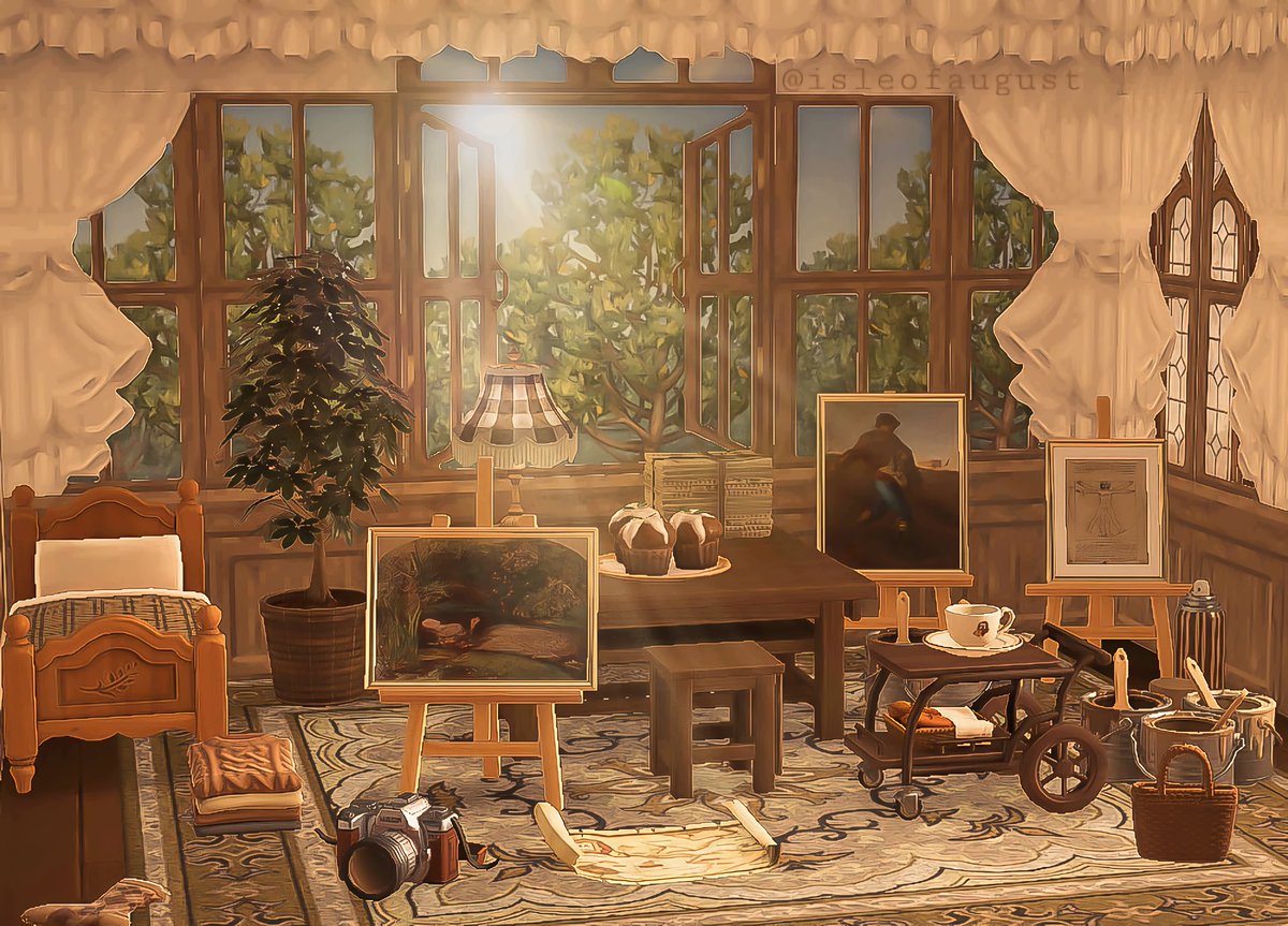 isleofaugust's tweet photo. An artists bedroom…🌥

#AnimalCrossing #ACNH #ACNHDesigns #あつ森 https://t.co/y1YjBaAHdh