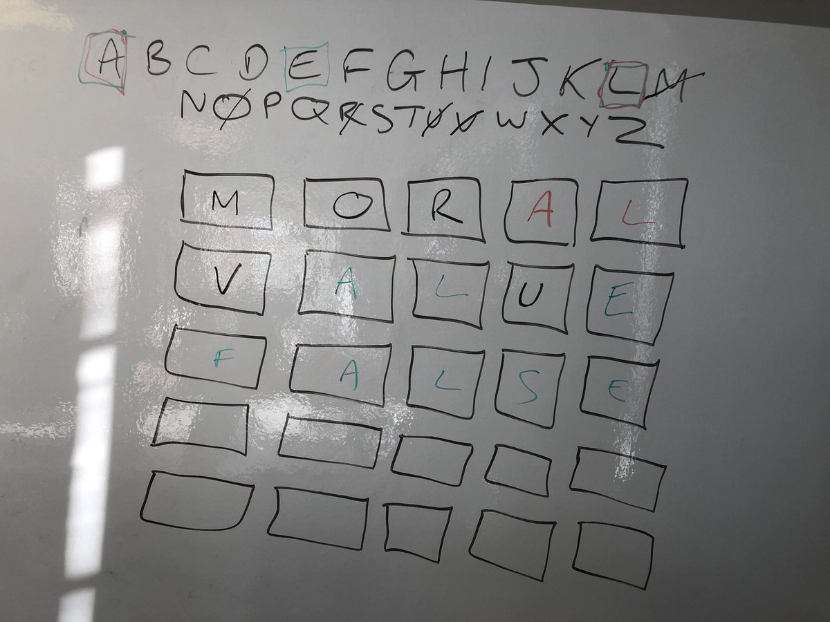 SpotRachel's tweet photo. @GregsAnne @CIPR_Global And this was the one we played @spottydogcomms. First guess was MORAL, honing in on VALUE to finally guess correctly ‘FALSE’. They are a smart bunch! #ciprethics https://t.co/Rc53wxjo2s