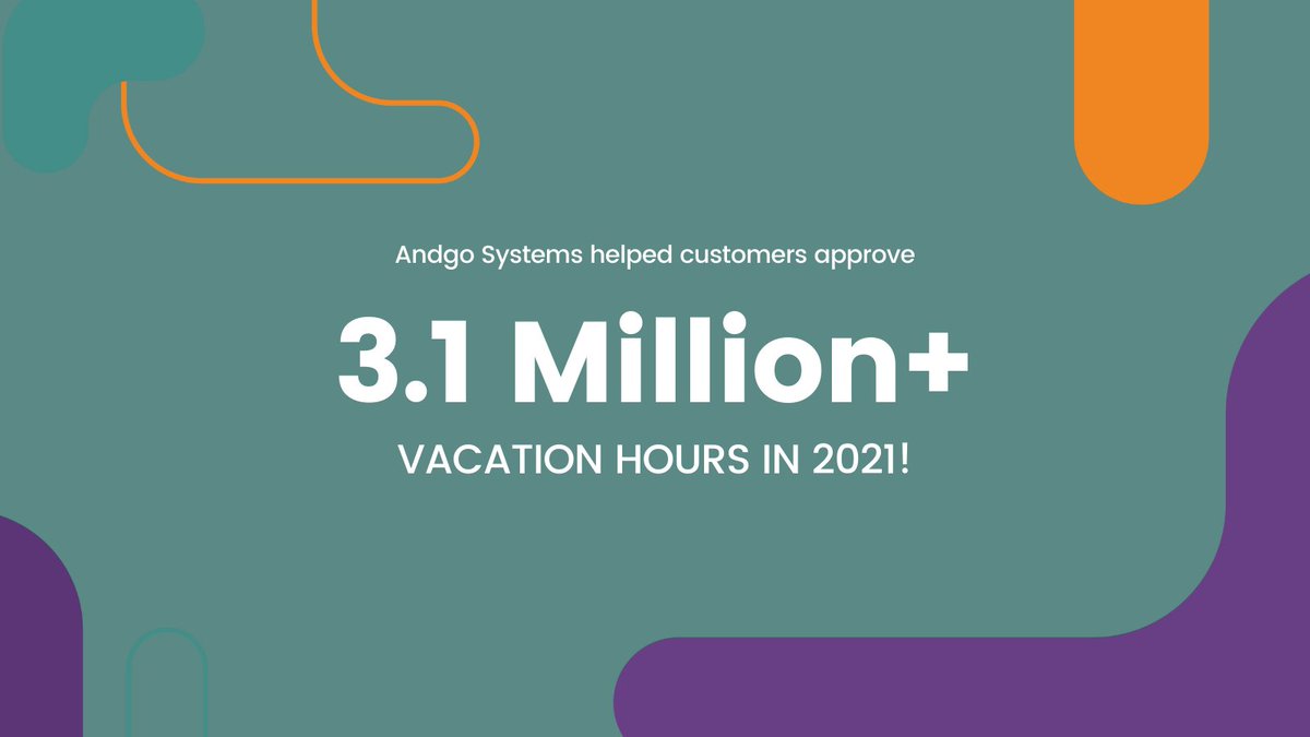 AndgoSystems's tweet photo. 🎉 @AndgoSystems helped customers approve 3.1 million+ #vacation hours in 2021! Employees &amp; administrators love Andgo #VacationMapping for its ease of use and ability to streamline a traditionally manually intensive, cumbersome process. Read more: https://t.co/zlLn4HwXek https://t.co/99bbSky71v