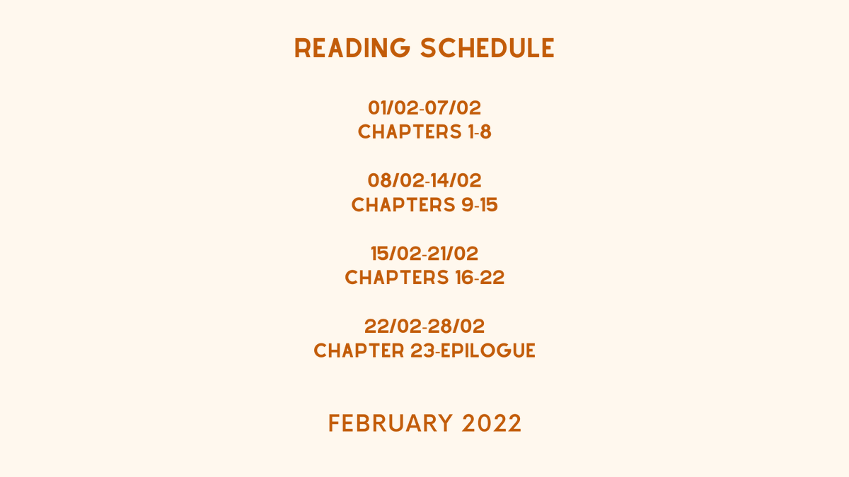 ReadBetterClub's tweet image. Our discussions will take place twice in February on Mondays at 9pm CAT on Discord on the 14th and the 28th. Swipe to see the reading schedule so you can read along! Trigger warnings for the book can be found on Discord (link in bio)✨
#ReadBetterBookClub #SevenDaysInJune