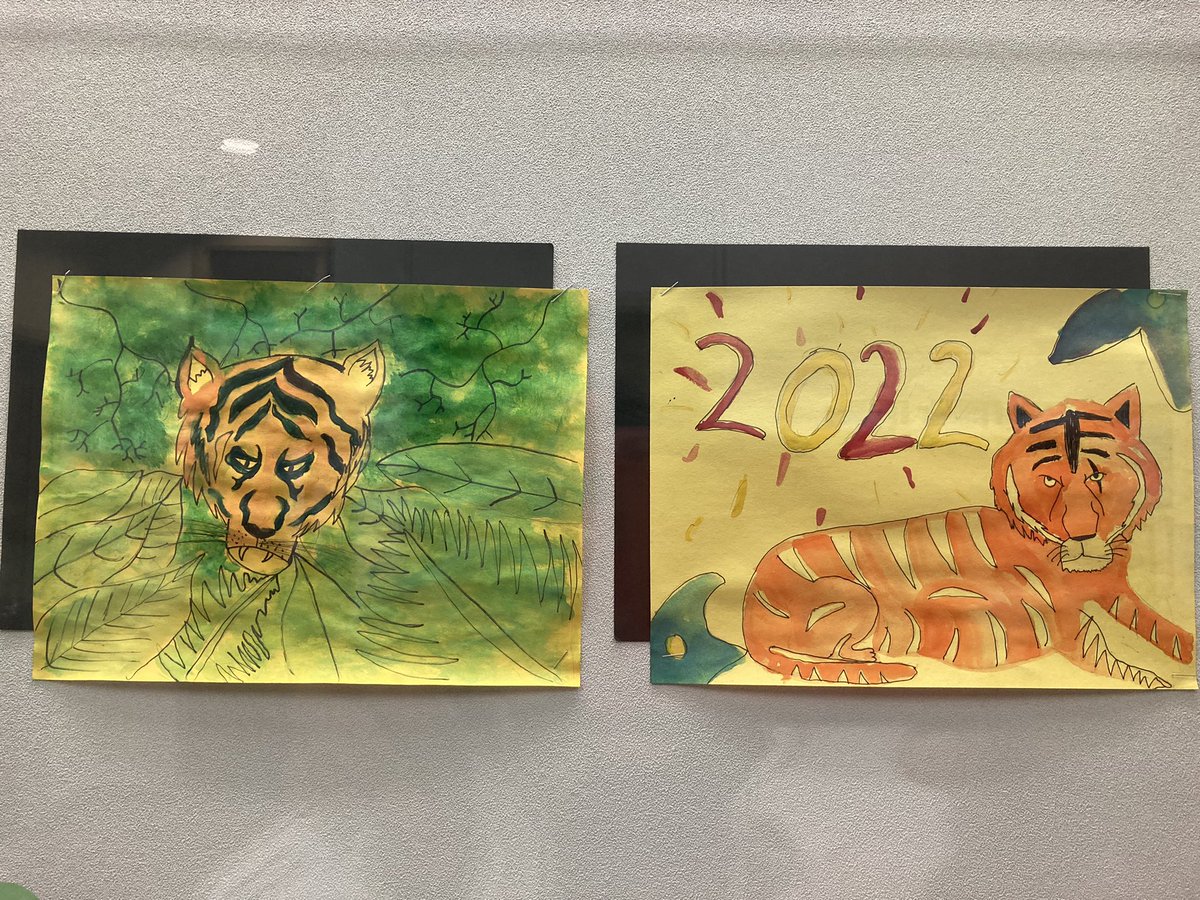 MybostonA's tweet photo. A few #fourthgrade @jses_stallions #watercolor tigers for #LunarNewYear 🐯.
#fbisdvisualart https://t.co/OGu6ehDHKB