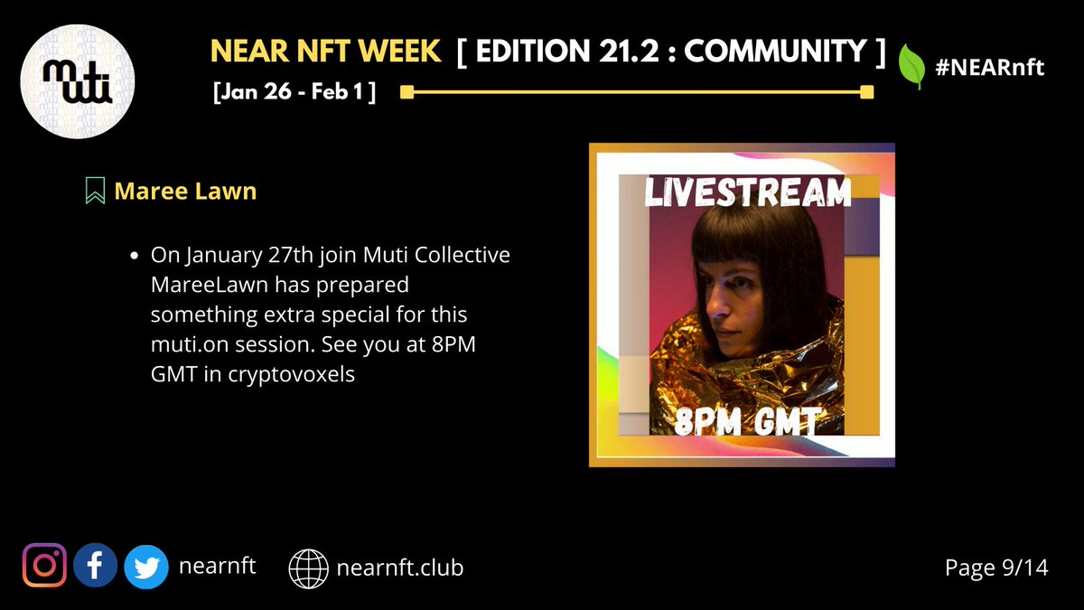 Weekly Highlights
<a href="/CollectiveMuti/">muti.collective</a>

✅ Maree Lawn 

#NFT #NFTCommmunity
#NEARnft #NEARnftWEEK