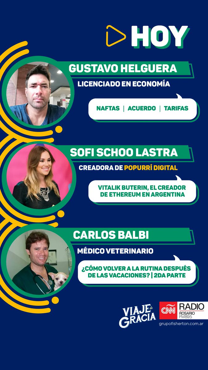 #HOY en #VDG
▶️  Gustavo Helguera trae el informe económico de la semana
▶️  <a href="/sofischoolastra/">Sofi</a> cuenta novedades en su cápsula de <a href="/popurridigital/">Popurrí Digital 📱</a> 
▶️  Carlos Balbi nos da tips para volver a la rutina después de vacaciones
#tips #Tecnologia #Novedades #Economia #rutina