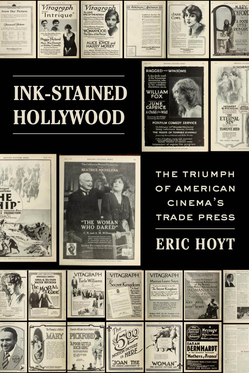 HoytEric's tweet photo. My new book, INK-STAINED HOLLYWOOD, drops next month from @ucpress. It emerged from my work on @mediahistorydl, but grew into a history of Hollywood's trade papers. Hope it is an interesting read &amp; useful source. Available in paperback &amp; free OA edition. 
https://t.co/BSJBsMWBur https://t.co/5lgBKR23cH