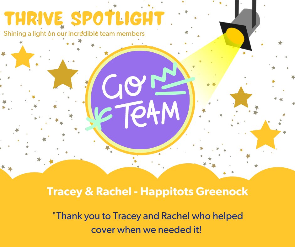 New Spotlight nominations for Emma and Cally at Broughty Ferry and Tracey and Rachel at Greenock, well done to everyone! #thrivechildcare #teamthrive #happitotsnurseries