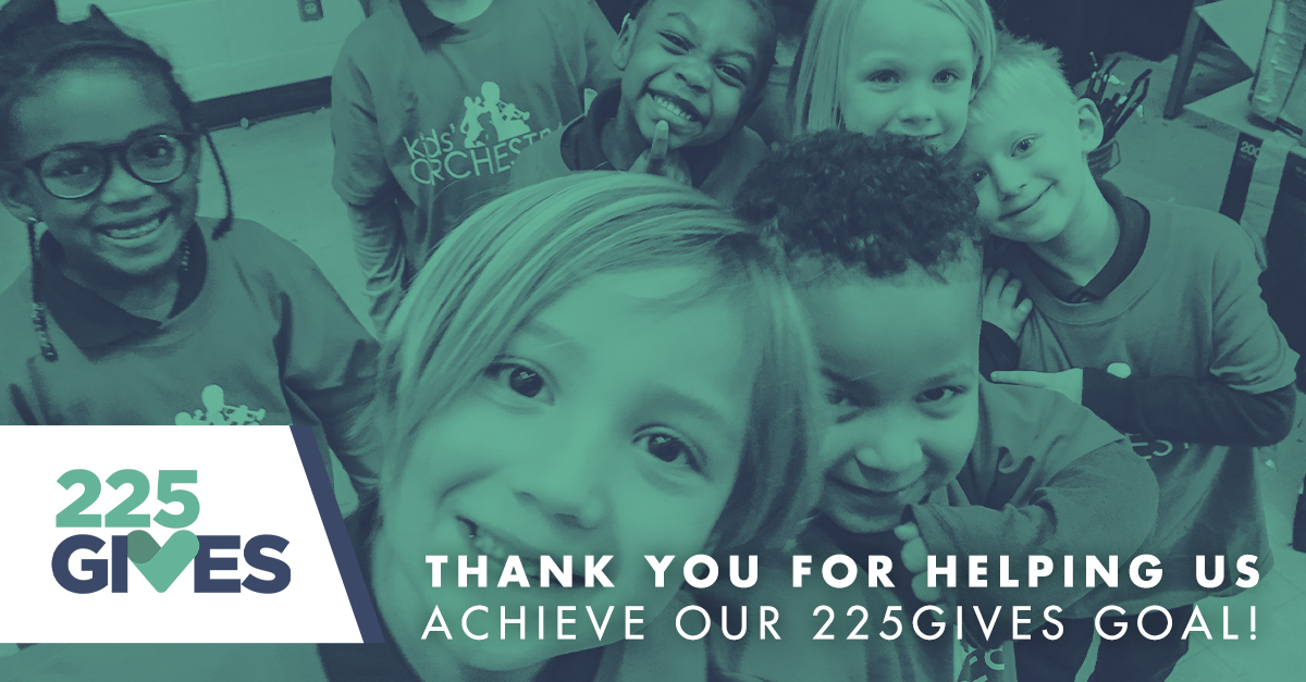 We raised $54,308.11, which is $14,000 over our goal❗️ Thank you SO MUCH to everyone who contributed to keep the music alive! 💙 🙏 To those of you who were unable to give but would like to support us, please consider donating today! #225Gives #MusicChangesLives #KidsOrchestra
